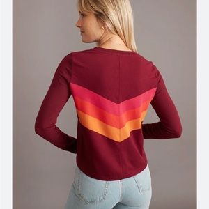 Marine Layer Color-block Chevron Long Sleeve Tee XS